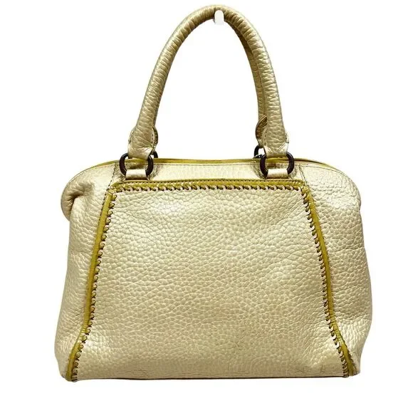 Brighton Metallic Cream Pebbled Leather Dual Handle Satchel U197302 Tassel Charm - Picture 2 of 14